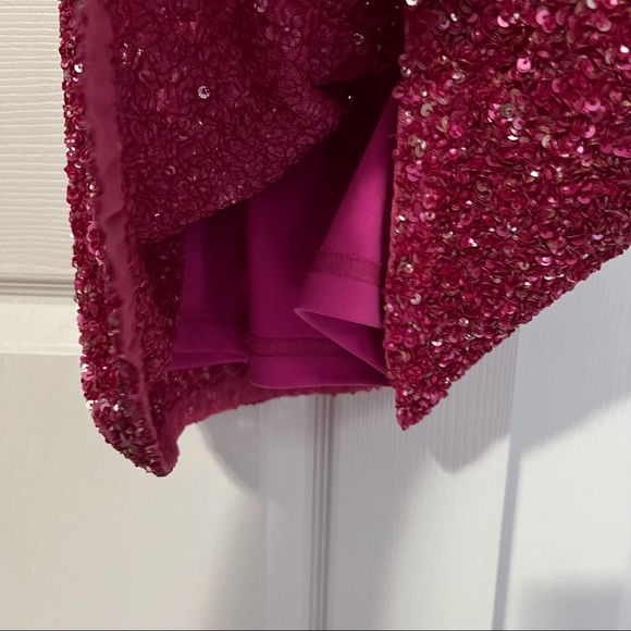 THEIA PINK SEQUINNED SLEEVELESS DRESS - Picture 6 of 14